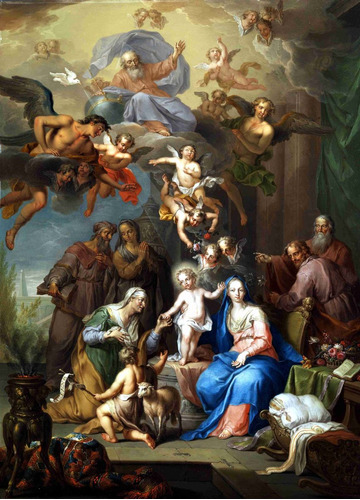 Lienzo Tela Sagrada Familia Arte Sacro Alemania 1750 125x90