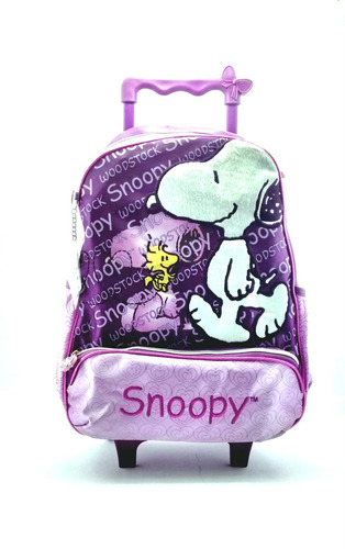 Mochila Snoopy C/ Rodas Que Acendem Roxa Luxcel