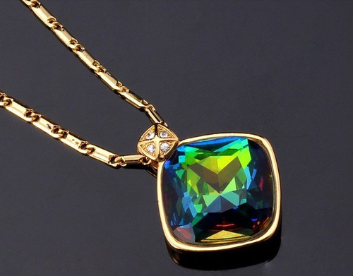 Colar Cordão Feminino Banhado A Ouro 18 K Pedra Mistério