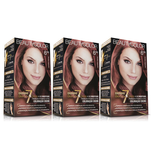 Kit Coloração Permanente Beautycolor Vermelho Intenso 6.66