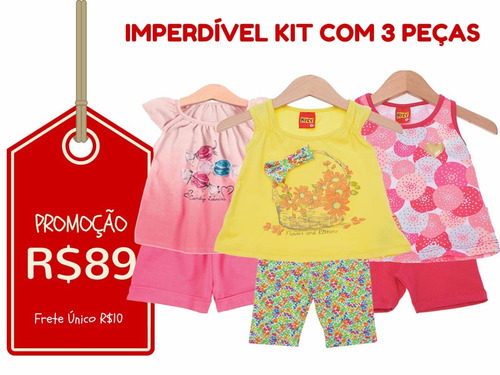 Kyly - Kit C/ 3 Conjuntos Menina Tam M - Frete Único - R$10