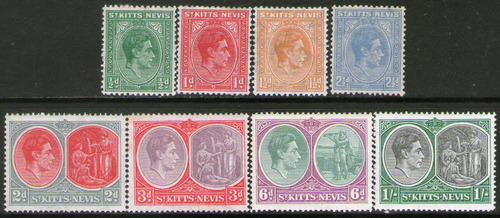 St. Kitts-nevis Serie X8 Sellos Colón = Agua Mineral 1938-43