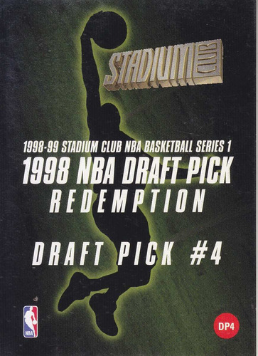 1998-99 Stadium Club Draft Pick Redemption 4 Antawn Jamison