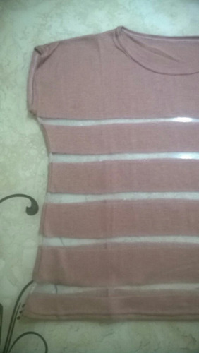 Camiseta/blusa Manga Curta De Linha Com Transparência - Nova