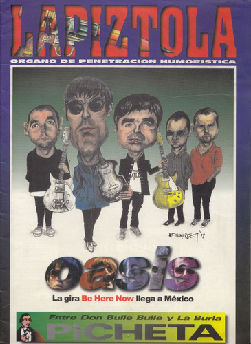 Pop Britanico Caricatura Grupo Oasis Tapa Revista Mexico 98