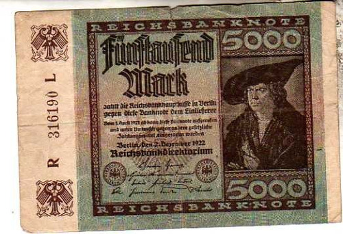 Billete ** Alemania **  5000 Marcos - Año 1922