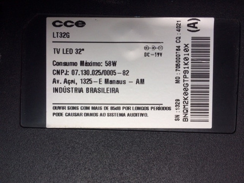 Tela Da Tela Cce Lt32g Para Retirar Peças