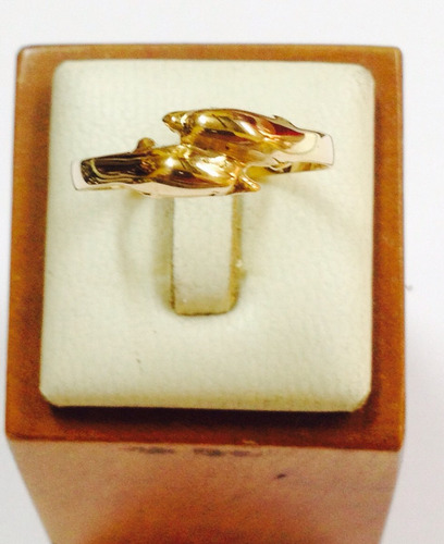 Imagen 2 de 2 de Anillo Oro 18 Ktes Delfín Doble Psp Gps
