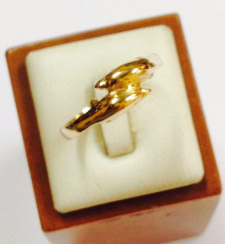 Imagen 1 de 2 de Anillo Oro 18 Ktes Delfín Doble Psp Gps