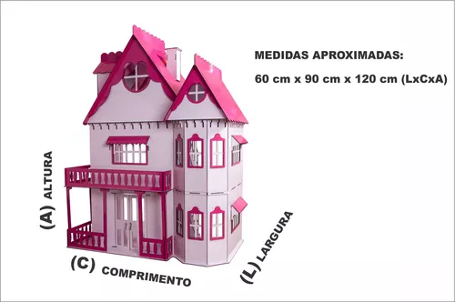 Casinha de Boneca de MDF Branca e Roxa - 21 x 47 x 60 cm - Palácio das  Artes e Essências