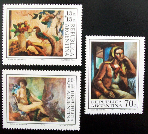 Argentina Arte Serie Gj 1613-15 Pinturas 1973 Mint L4021