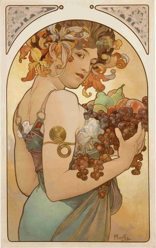 Lienzo Canvas Art Nouveau Mucha Anuncio Frutas 1896 79x50
