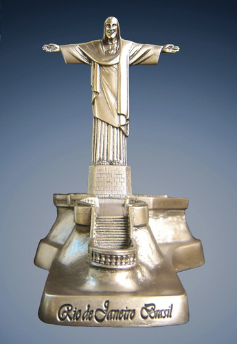 Cristo Redentor E Morro Do Corcovado Em Resina Cor Prata Prateado