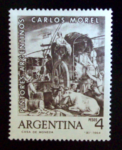 Argentina Arte, Sello Gj 1290 Morel Filig Vertic Nuevo L4042