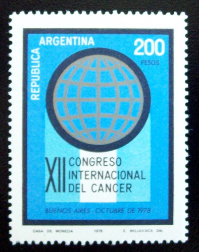 Argentina, Sello Gj 1829 Congreso Cáncer 78 Mint L5108