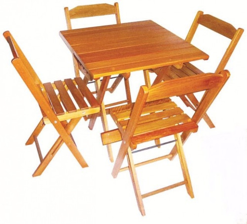 Conjunto De Mesa Bar E Restaurante Com 04 Cadeiras Cedro