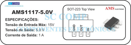 25pçs Regulador Tensao Ams1117 5v Ams
