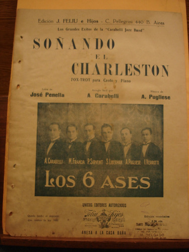 Partitura Soñando Charleston Los 6 Ases Carabelli Pugliese