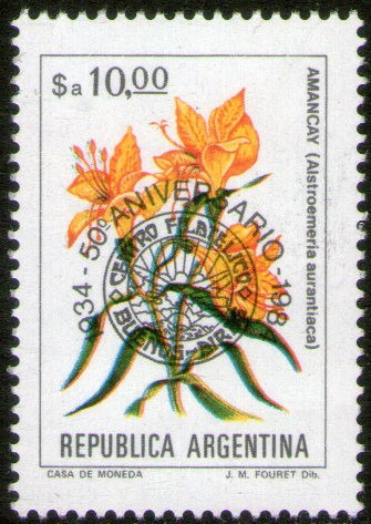 Imagen 1 de 1 de Argentina Sello Mint Resellado 50° Filatelia Bs. As. 1984