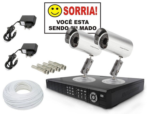 Kit Cftv C/ 2 Câmeras Infra 700 Linhas Color + Dvr 4 Canais