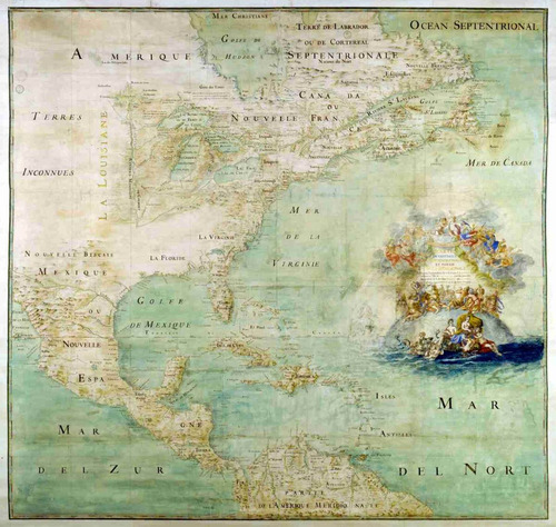 Lienzo Canvas Mapa Carta América Septentrional 1670 50x53