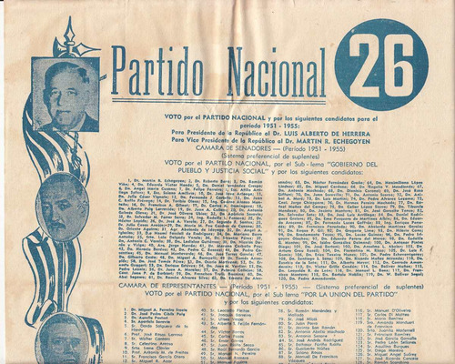 Partido Nacional Elecciones 1950 Lista 26 Herrera Echegoyen