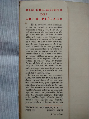 Imagen 4 de 5 de Descubrimiento Del Archipielago. Elie Faure - Ed. Poseidon