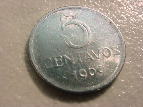 Rara E Antiga Moeda De 5 Centavos Ano 1969 (brasil) !!!