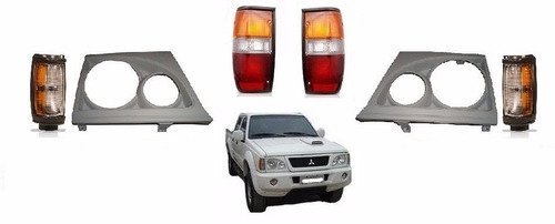 Imagem 1 de 7 de Kit Moldura Farol + Pisca L-200 Quadrada Gl/gls 2001/2006