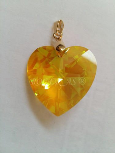 Imagem 4 de 4 de Pingente Cristal Swarovski Light Topaz Ab 2,8cm Folh. Ouro