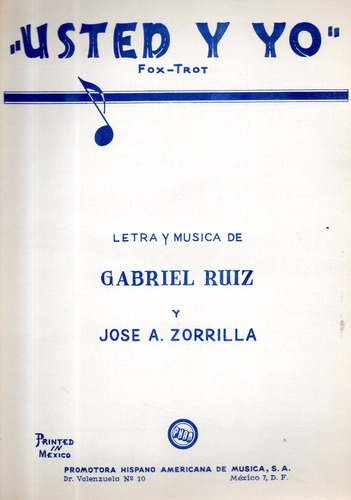 Usted Y Yo  Gabriel Ruiz Fox Trot Partitura