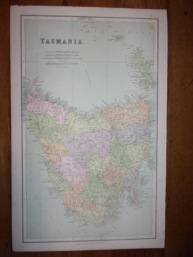Mapa Original Tasmania Publicado En Londres En 1896