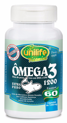 Kit 5 - Omega 3 Unilife Óleo De Peixe - 120 Cáps 1200mg