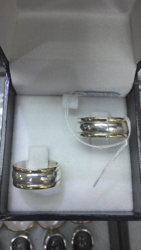 Par Argolla Matrimonio Ancha Mod.2 Plata C/oro 18 Ktes Au002