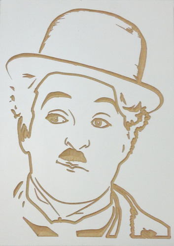 Quadro Entalhado Em Madeira - Charles Chaplin
