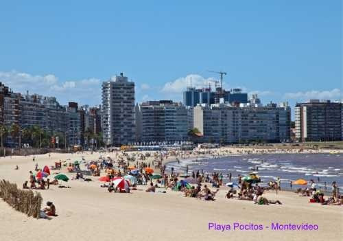 Playa Pocitos - Rambla Montevideo Uruguay - Lámina 45x30 Cm.