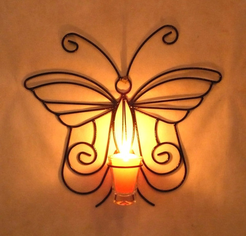 Imagem 3 de 5 de Arandela Borboleta Decorativa Parede Porta Vela Castiçal
