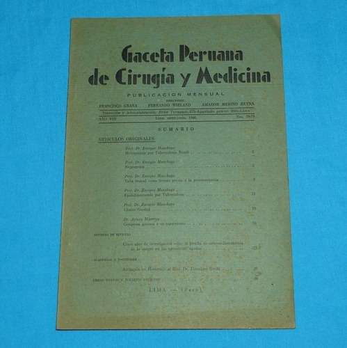 Gaceta Peruana De Cirugía Y Medicina 1946 Manchego Montoya