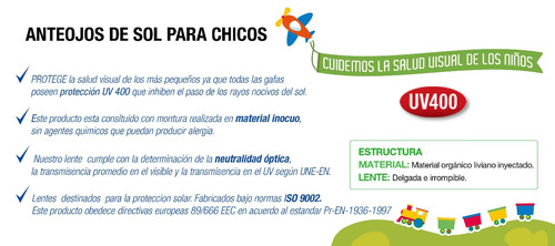 Imagen 4 de 6 de Imagen Óptica Lentes De Sol Chicos Anteojos Nenes Lk2767