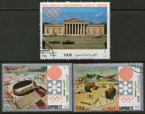 Yemen (y.a.r.) 3 Sellos Olimpíadas Sapporo Y Munich Año 1972