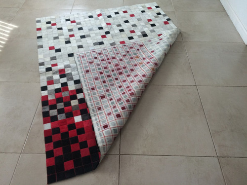 Imagen 3 de 6 de Alfombra Patchwork Cuero Vaca Pelo 1,4x1,8m Rojo Degrade