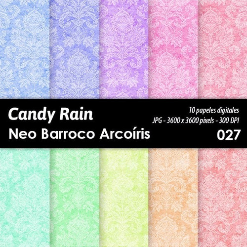 Kit Imprimible Candy Bar Fondos Diseños Neo Arco Iris X 10