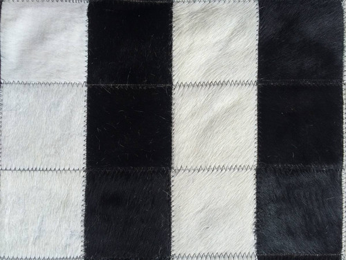 Imagen 3 de 4 de Alfombra Patchwork Cuero Vaca Pelo 2,4x1,8m. Blanca/negra