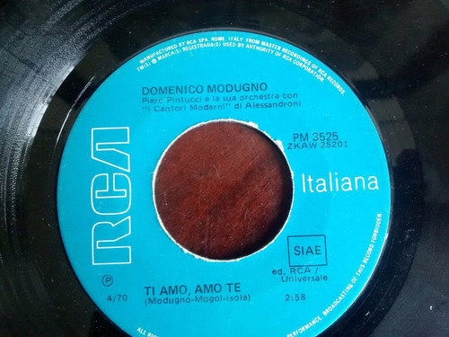 Vinilo Single De Domenico Modugno - Ti Amo Amo Te( P34