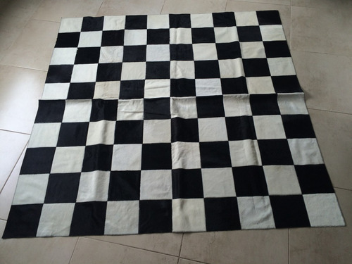 Imagen 2 de 4 de Alfombra Patchwork Cuero Vaca Pelo 2,0x2,0m Damero