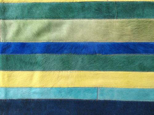 Imagen 3 de 4 de Alfombra Patchwork Cuero Vaca Pelo 1,4x1,8m Multicolor Rayas