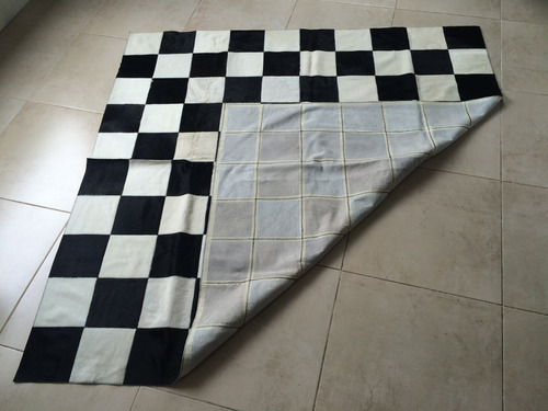 Imagen 4 de 4 de Alfombra Patchwork Cuero Vaca Pelo 2,0x2,0m Damero