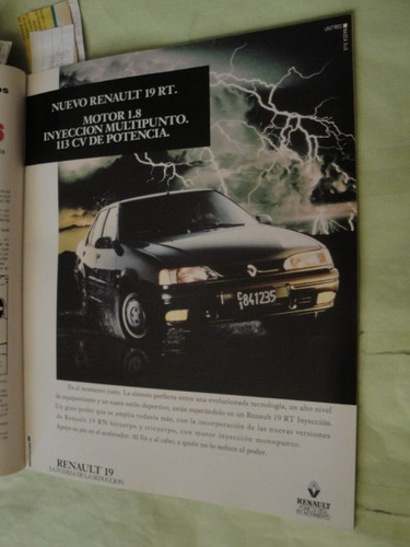 Publicidad Renault 19 Rt Año 1995