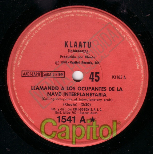 Klaatu Carpenters Llamando A Los Ocupantes De La Nave Pvl