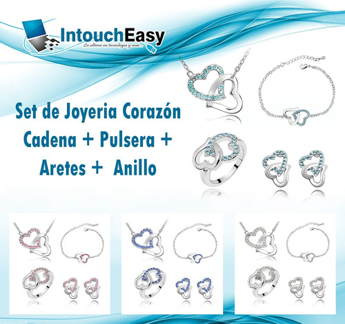 Joyeria Corazon (pulsera, Cadena, Aretes, Anillo)